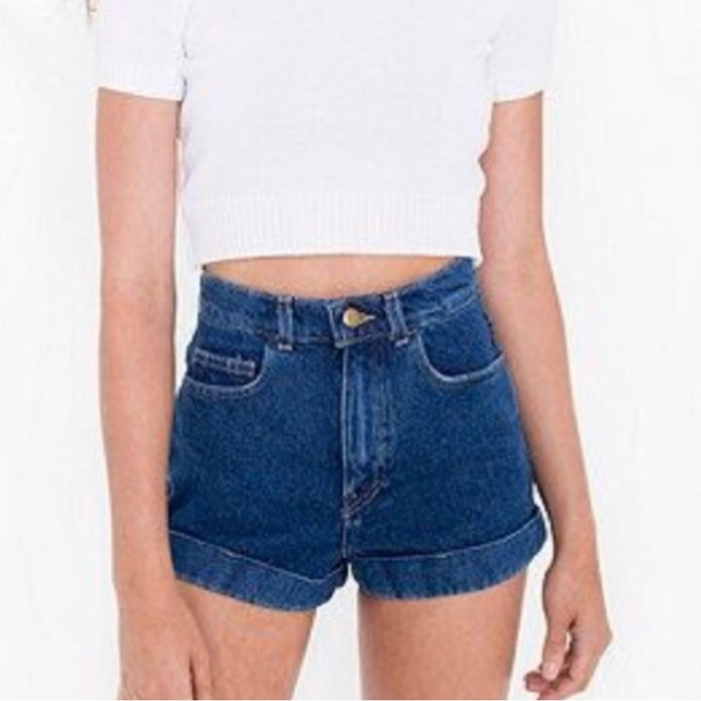 American Apparel blue denim cuff shorts